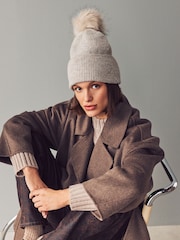 Natural Sparkle Knitted Pom Hat - Image 1 of 4