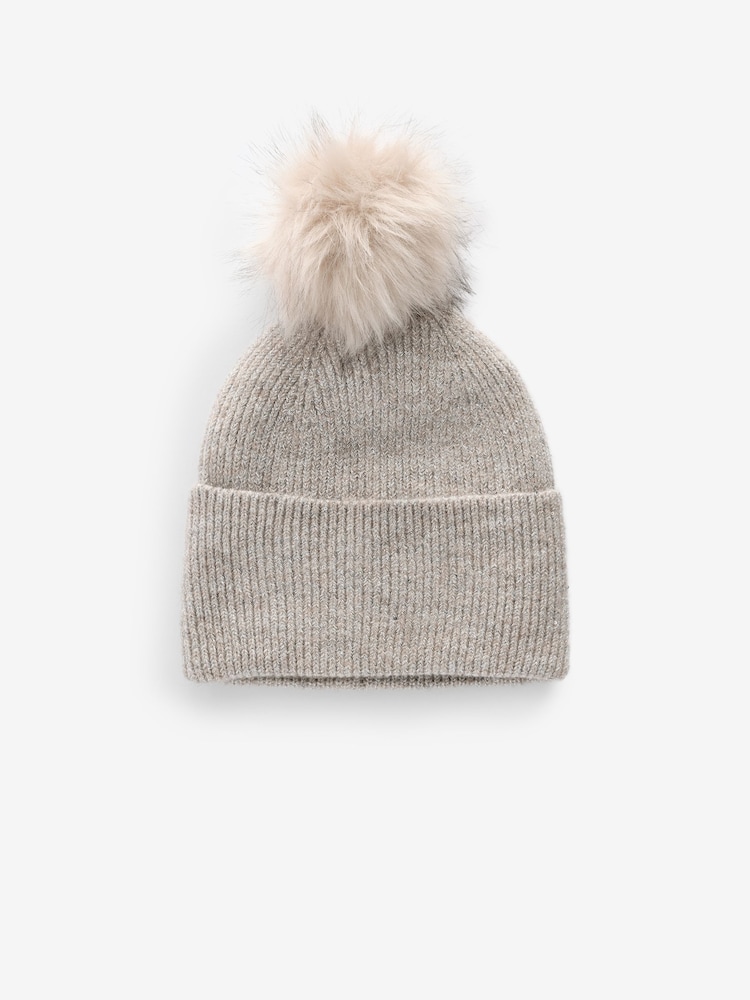 Natural Sparkle Knitted Pom Hat - Image 2 of 4