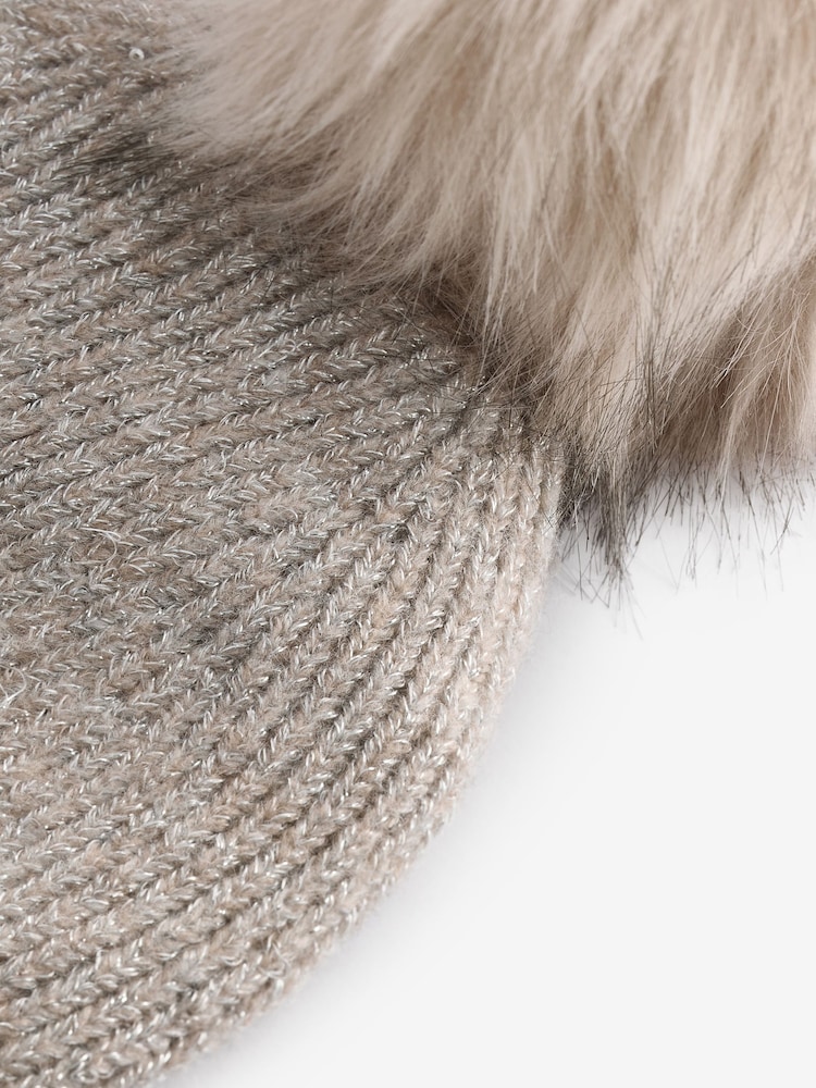 Natural Sparkle Knitted Pom Hat - Image 4 of 4
