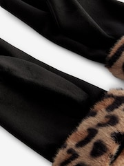 Leopard Animal Faux Fur Cuff Gloves - Image 4 of 4