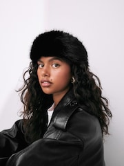 Black Faux Fur Headband - Image 1 of 5