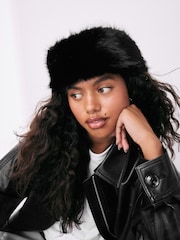 Black Faux Fur Headband - Image 2 of 5