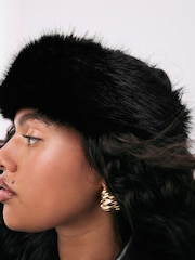 Black Faux Fur Headband - Image 3 of 5