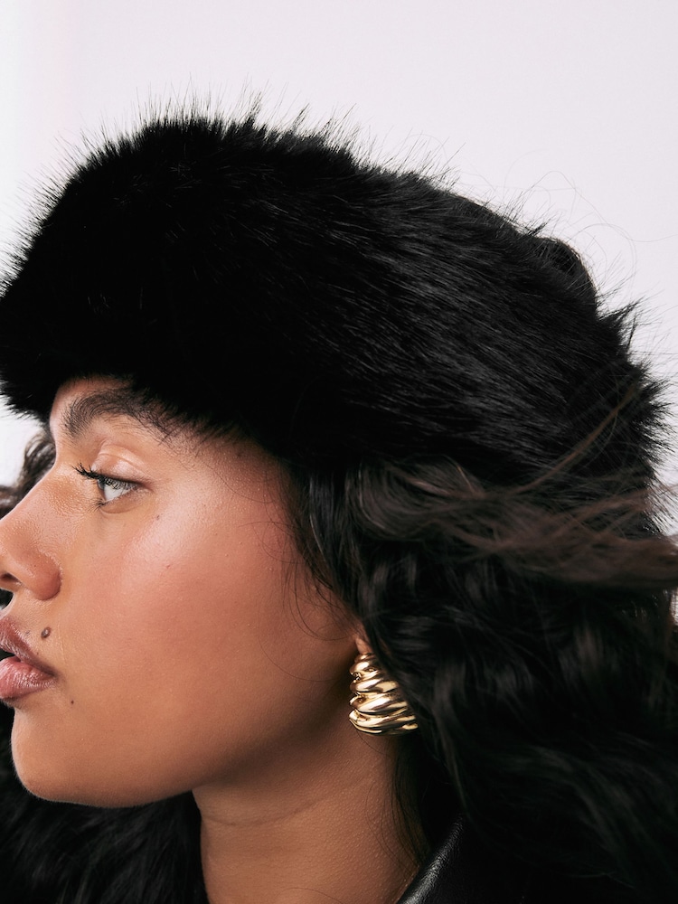 Black Faux Fur Headband - Image 3 of 5