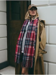 Red Check Midweight Scarf - Image 1 of 5