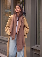 Brown Tweed Print Midweight Scarf - Image 3 of 8