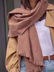 Brown Tweed Print Midweight Scarf - Image 5 of 8