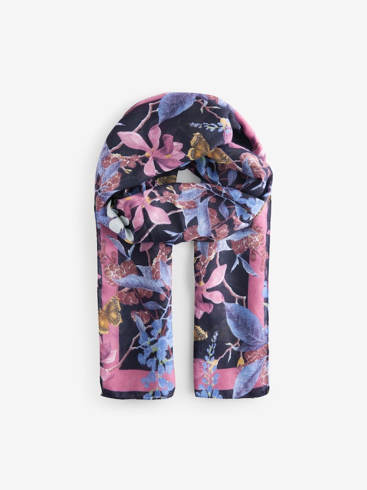 Navy Butterfly Kew Collection Lightweight Scarf - Image 6 of 8