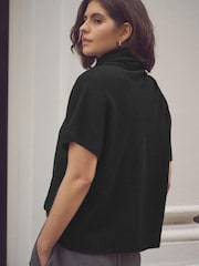 Black Poncho Jumper With Attached Scarf - Image 4 of 8