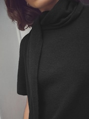 Black Poncho Jumper With Attached Scarf - Image 5 of 8