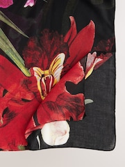Black Floral Kew Collection Lightweight Scarf - Image 2 of 3