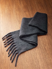 Navy Wool And Alpaca Blend Heavyweight Blanket Scarf - Image 7 of 9