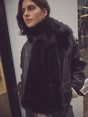 Black Faux Fur Scarf - Image 1 of 7