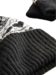 Black/White Knitted Pom Mittens Set - Image 2 of 3