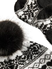 Black/White Knitted Pom Mittens Set - Image 3 of 3
