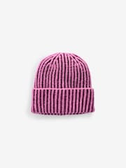 Pink/Red Knitted Beanie Hat - Image 1 of 7