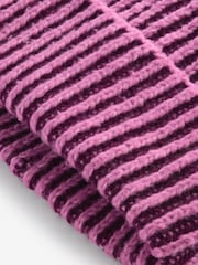 Pink/Red Knitted Beanie Hat - Image 6 of 7