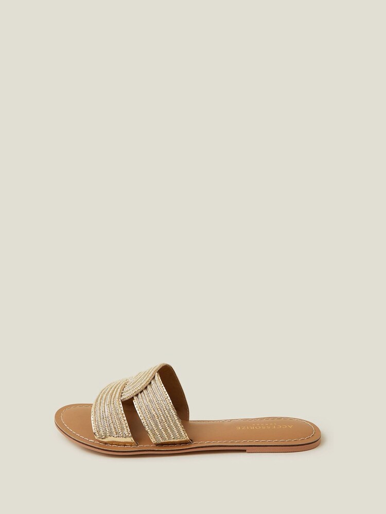Accessorize Gold Twist Beaded Sliders - Image 1 of 2