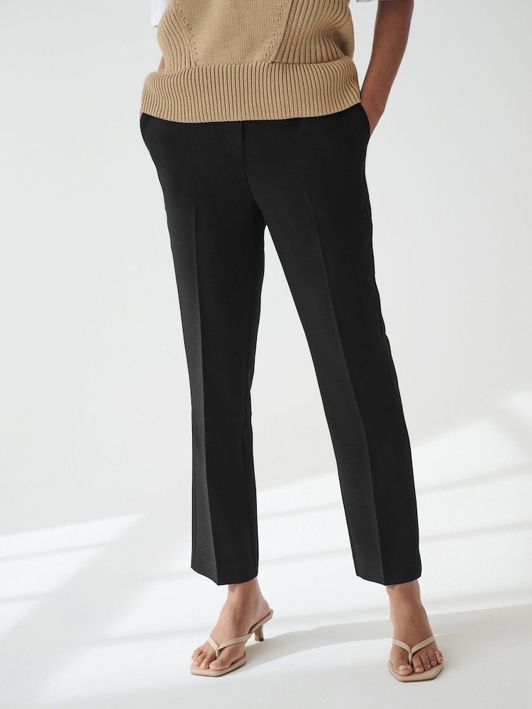 Black Tailored Elasticated Back Straight Leg Trousers - Image 2 of 6