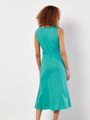Apricot Blue V-Neck Linen Flounce Dress - Image 3 of 4