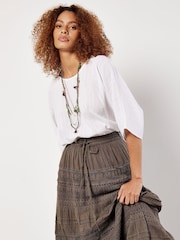 Apricot Green Crochet Detail Bohemian Maxi Skirt - Image 3 of 4