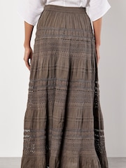 Apricot Green Crochet Detail Bohemian Maxi Skirt - Image 4 of 4
