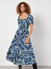 Apricot Blue Positano Milkmaid Midaxi Dress - Image 1 of 4