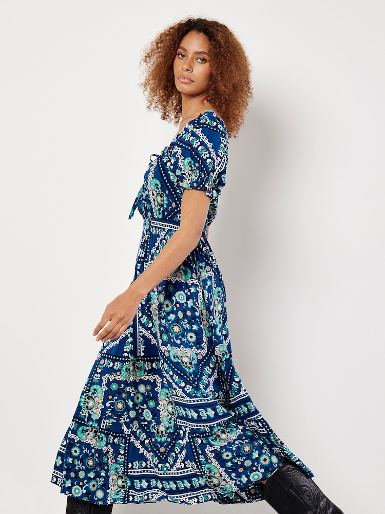 Apricot Blue Positano Milkmaid Midaxi Dress - Image 2 of 4