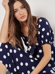 Apricot Blue Big Spot Bow Detail Midi Dress - Image 4 of 4