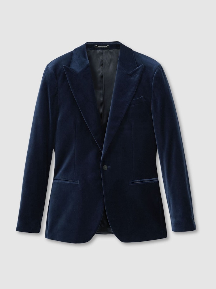 Baltisch Blau - Reiss Apsara Velvet Single Breasted Blazer - Bild 2 von 7 Baltisch Blau - Reiss Apsara Velvet Single Breasted Blazer - Bild 2 von 7