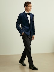Reiss Baltic Blue Apsara Velvet Single Breasted Blazer - Image 3 of 7