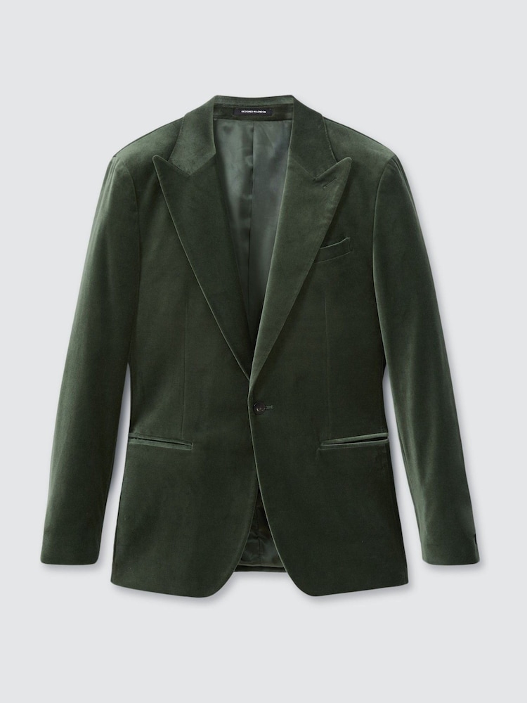 Reiss Sage Green Apsara Velvet Single Breasted Blazer - Image 2 of 6