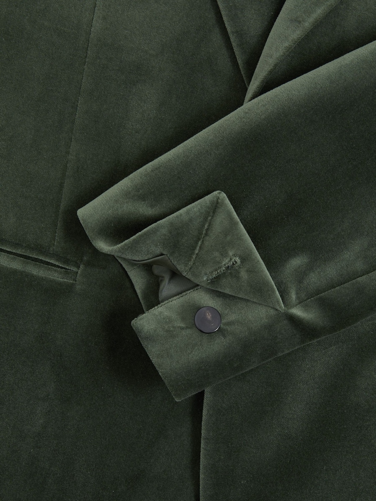 Reiss Sage Green Apsara Velvet Single Breasted Blazer - Image 6 of 6