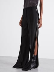 Reiss Black Audrey Atelier Virgin Wool Zipped-Outseam Trousers - Image 4 of 7