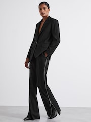 Reiss Black Audrey Atelier Virgin Wool Zipped-Outseam Trousers - Image 5 of 7