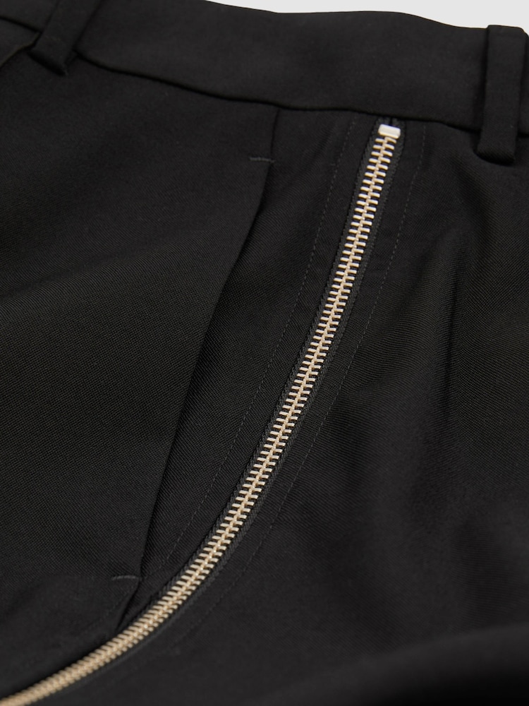 Reiss Black Audrey Atelier Virgin Wool Zipped-Outseam Trousers - Image 7 of 7