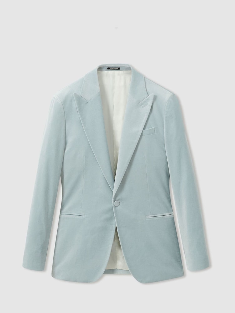 Eisblau - Reiss Apsara Velvet Single Breasted Blazer - Bild 2 von 7 Eisblau - Reiss Apsara Velvet Single Breasted Blazer - Bild 2 von 7