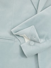 Reiss Ice Blue Apsara Velvet Single Breasted Blazer - Image 6 of 7