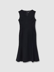 Reiss Navy Cassie Fit-and-Flare Split Sleeve Midi Dress - Image 2 of 5