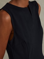 Reiss Navy Cassie Fit-and-Flare Split Sleeve Midi Dress - Image 3 of 5