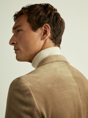 Reiss Taupe Brown Royale Velvet Double-Breasted Blazer - Image 5 of 8