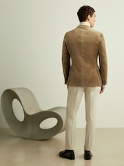 Reiss Taupe Brown Royale Velvet Double-Breasted Blazer - Image 6 of 8