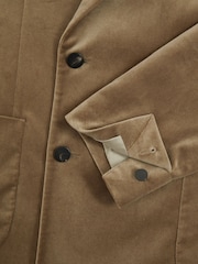 Reiss Taupe Brown Royale Velvet Double-Breasted Blazer - Image 7 of 8