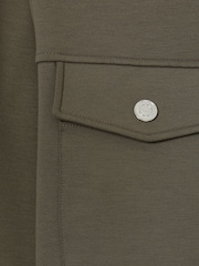 Reiss Sage Green Medina Interlock Jersey Zip-Through Overshirt - Image 6 of 6