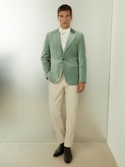 Reiss Mint Green Apsara Velvet Single Breasted Blazer - Image 1 of 7