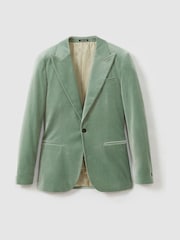 Reiss Mint Green Apsara Velvet Single Breasted Blazer - Image 2 of 7
