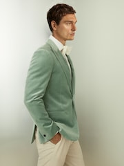Reiss Mint Green Apsara Velvet Single Breasted Blazer - Image 3 of 7