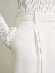 Reiss Cream Lydia Petite Double Pleat Wide Leg Tux Trousers - Image 4 of 7