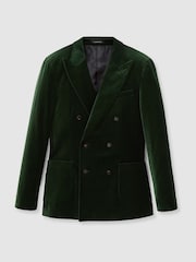 Reiss Forest Green Royale Velvet Double-Breasted Blazer - Image 2 of 8