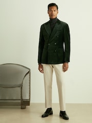 Reiss Forest Green Royale Velvet Double-Breasted Blazer - Image 3 of 8